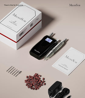 MelodySusie ceramic nail bits close-up highlights heat-minimizing performance.