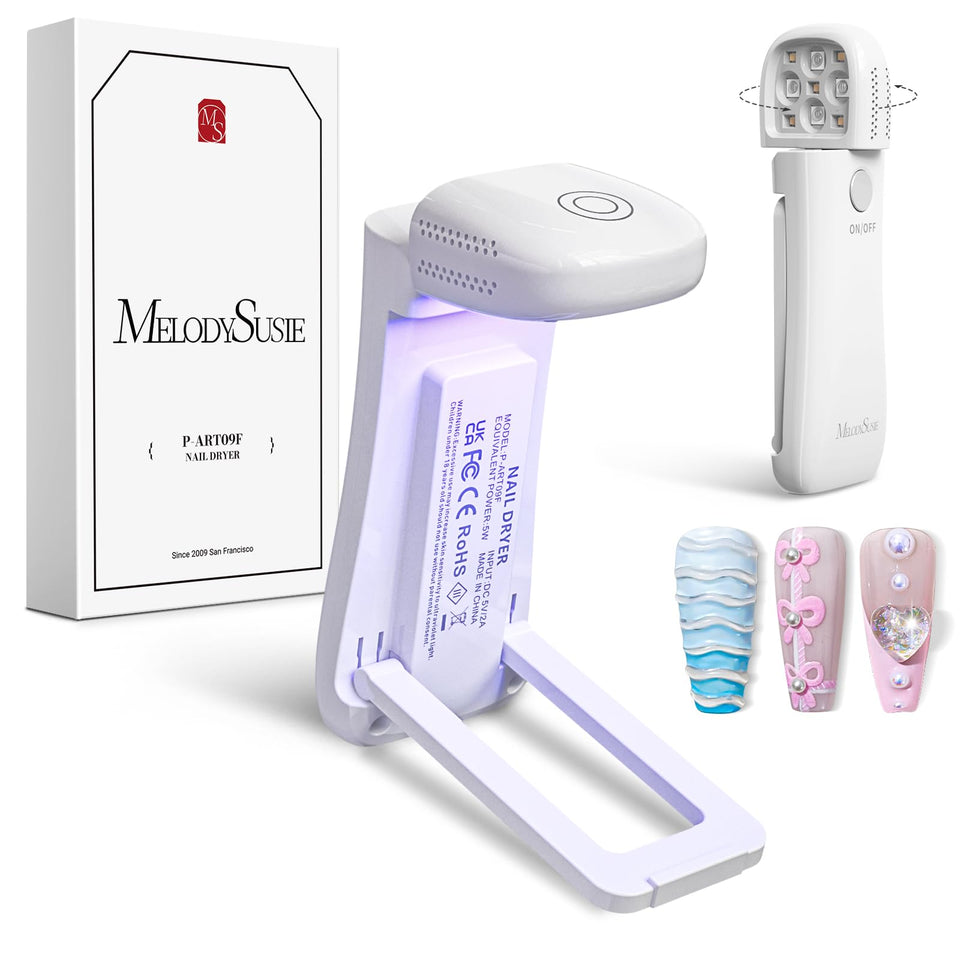 MelodySusie cordless UV nail lamp with fold-out stand for precise on-table curing