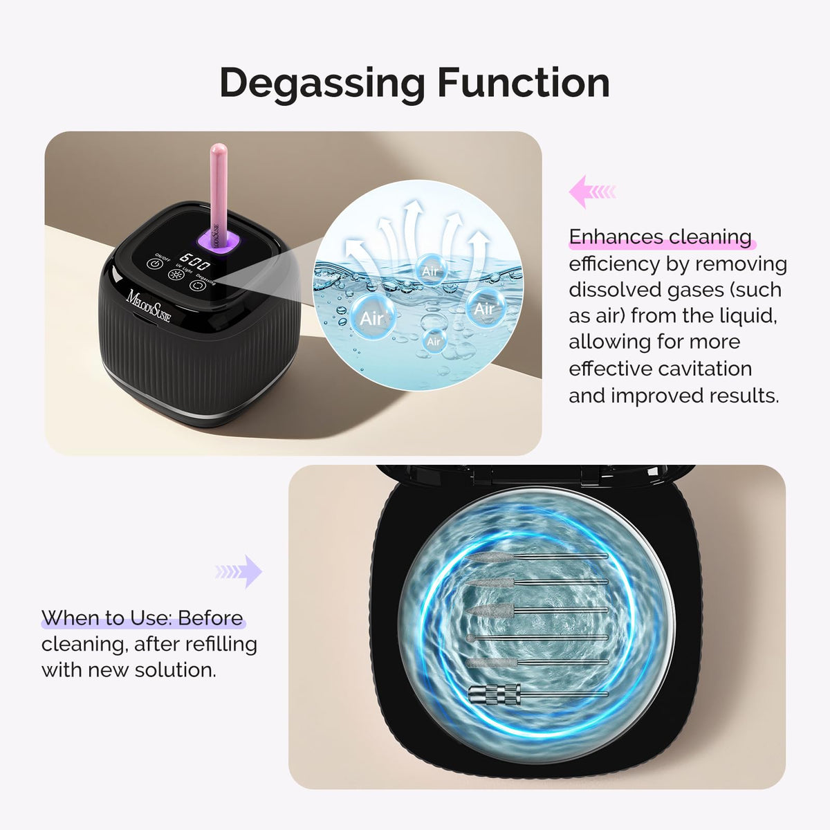 MelodySusie DL-160 cleans nail drill bits and brushes effectively.