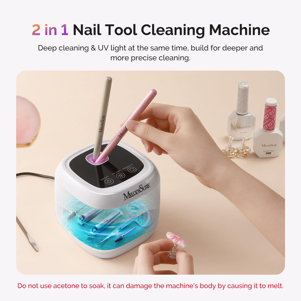 MelodySusie DL-160 SUS304 stainless steel tank protects items during cleaning