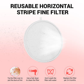 MelodySusie nail dust filter removed for cleaning with a hairdryer.