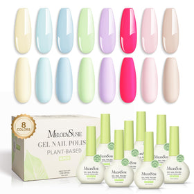 MelodySusie gel nail polish set in spring colors for salon-quality at-home manicures.