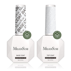 MelodySusie HEMA-free base coat bottle for smooth adhesion and color longevity.