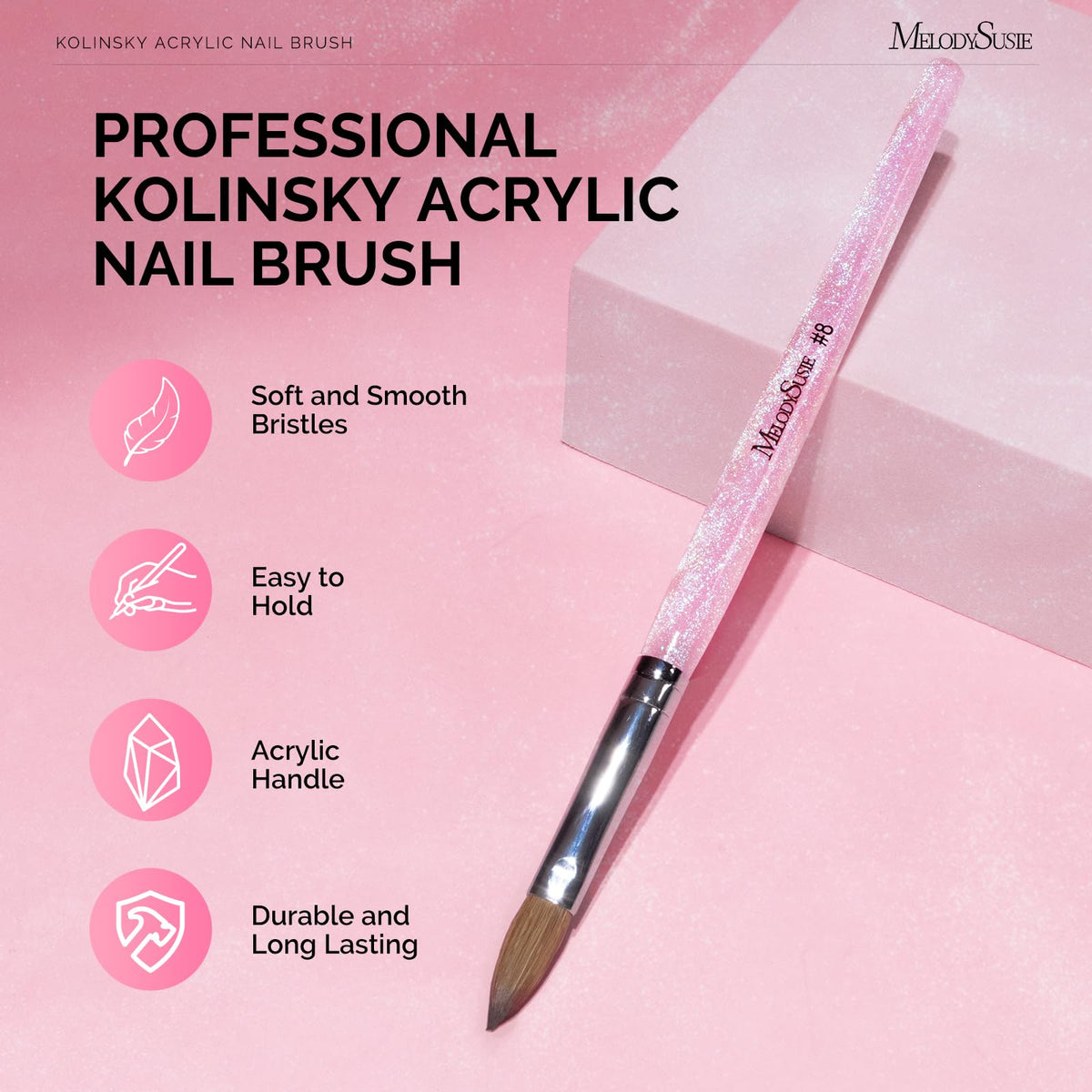 MelodySusie Kolinsky brush ergonomic handle enables precise control.