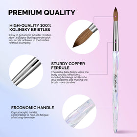 MelodySusie Kolinsky brush ergonomic handle offers comfortable control during long nail sessions.