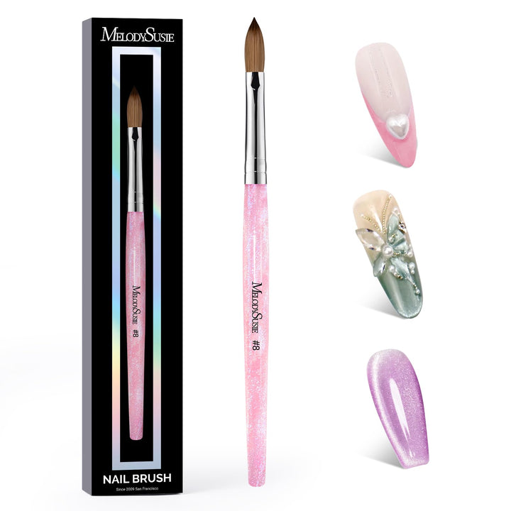 MelodySusie Kolinsky brush hair close-up shows premium fibers for smooth acrylic.