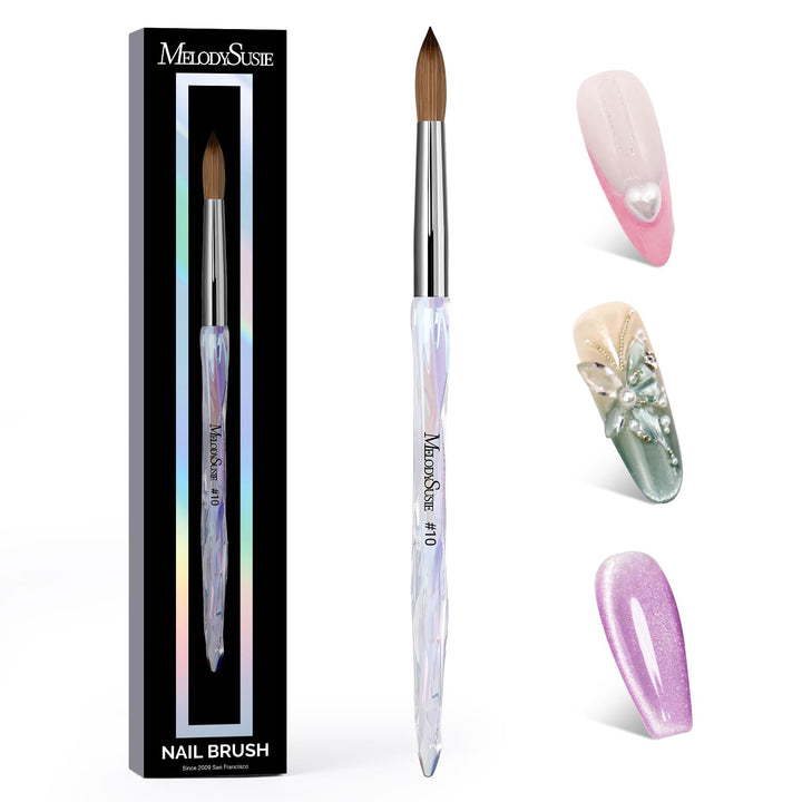 MelodySusie Kolinsky nail brush with ombre handle for precise acrylic application.