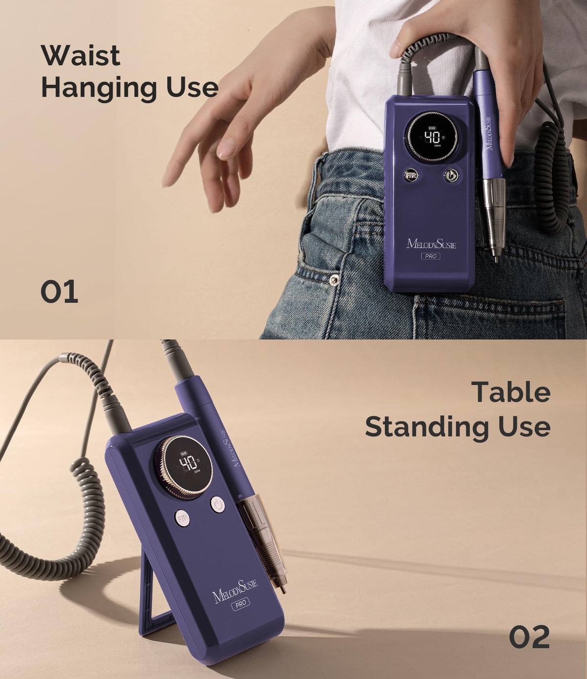 MB420G built-in adjustable stand for stable, ergonomic use