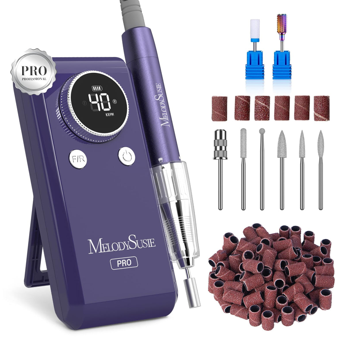 MelodySusie MB420G clip-on design shown for easy setup and precise filing