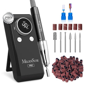 MelodySusie MB420G clip-on nail drill in action for precise salon shaping.