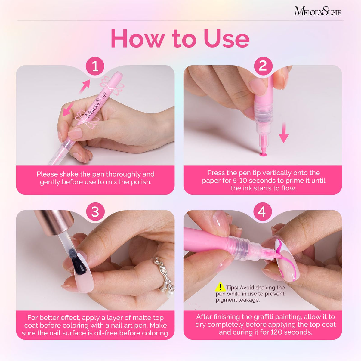 MelodySusie Nail Art Pens with caps protect tips and prevent drying
