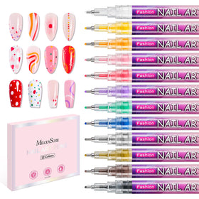 MelodySusie Nail Art Pens set of 12 colors for precise, detailed nail designs at home