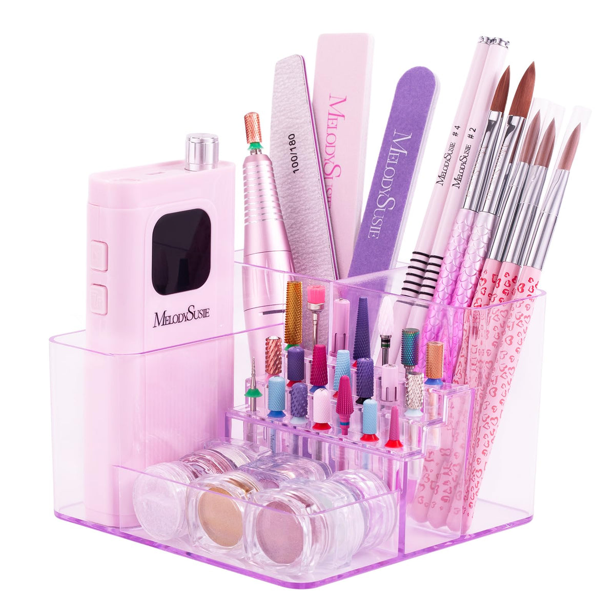 MelodySusie Nail Drill Holder with 21 holes for organized bit storage and quick access.
