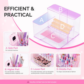 MelodySusie organizer showing the side compartment for the nail drill machine.