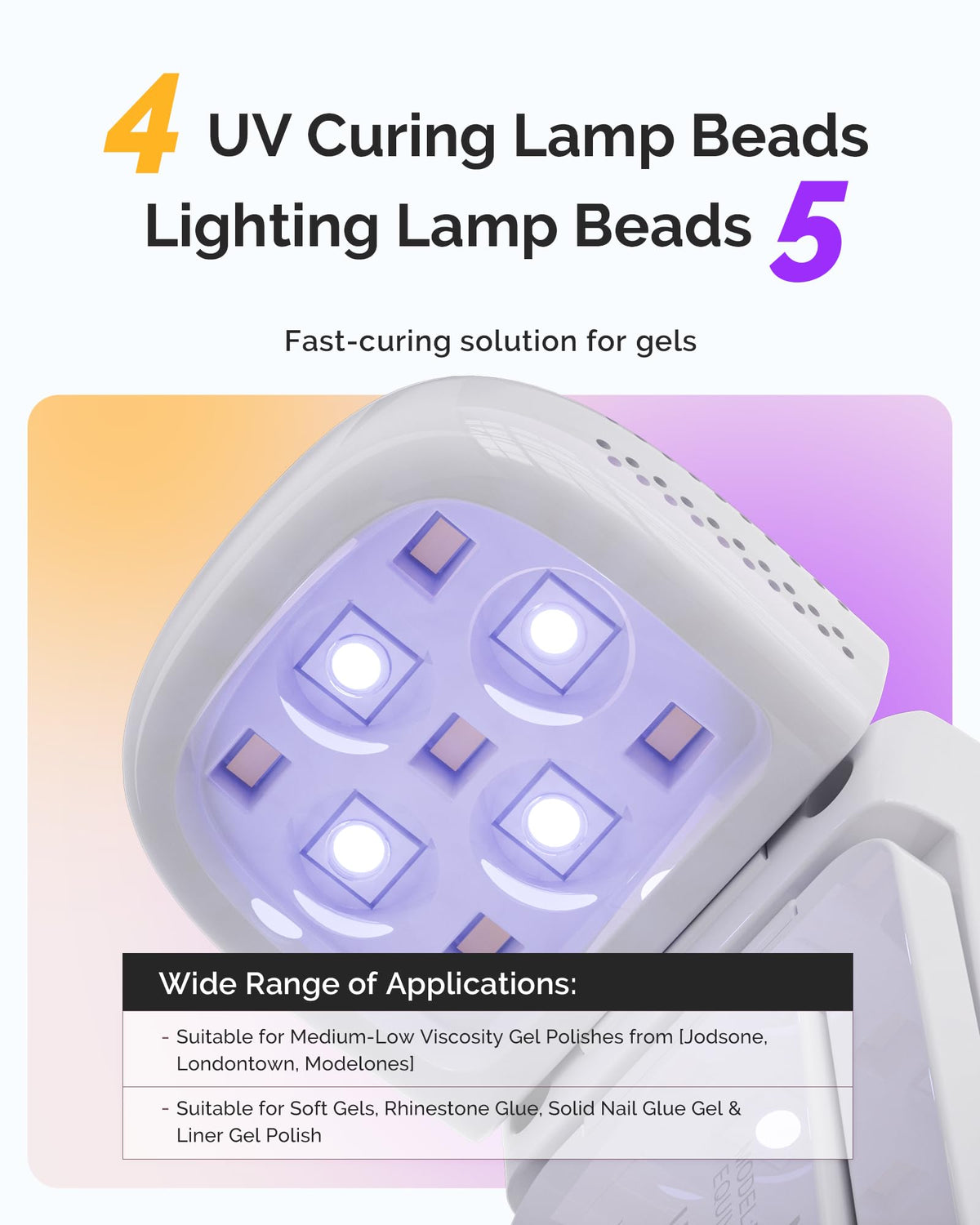 P-ART09F 2-in-1 lighting and curing beads close-up for versatile gel work
