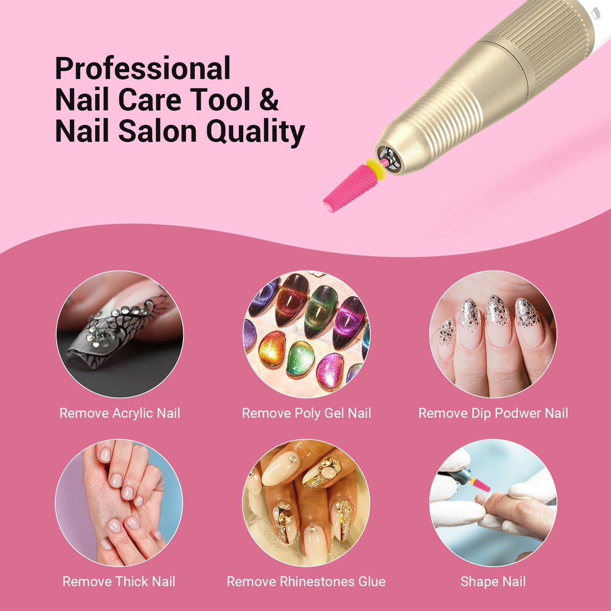 Low vibration and quiet operation improve comfort during manicures