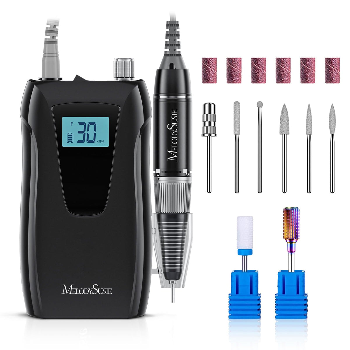 MelodySusie SC320D clip-on nail drill in front view highlights portable practice.