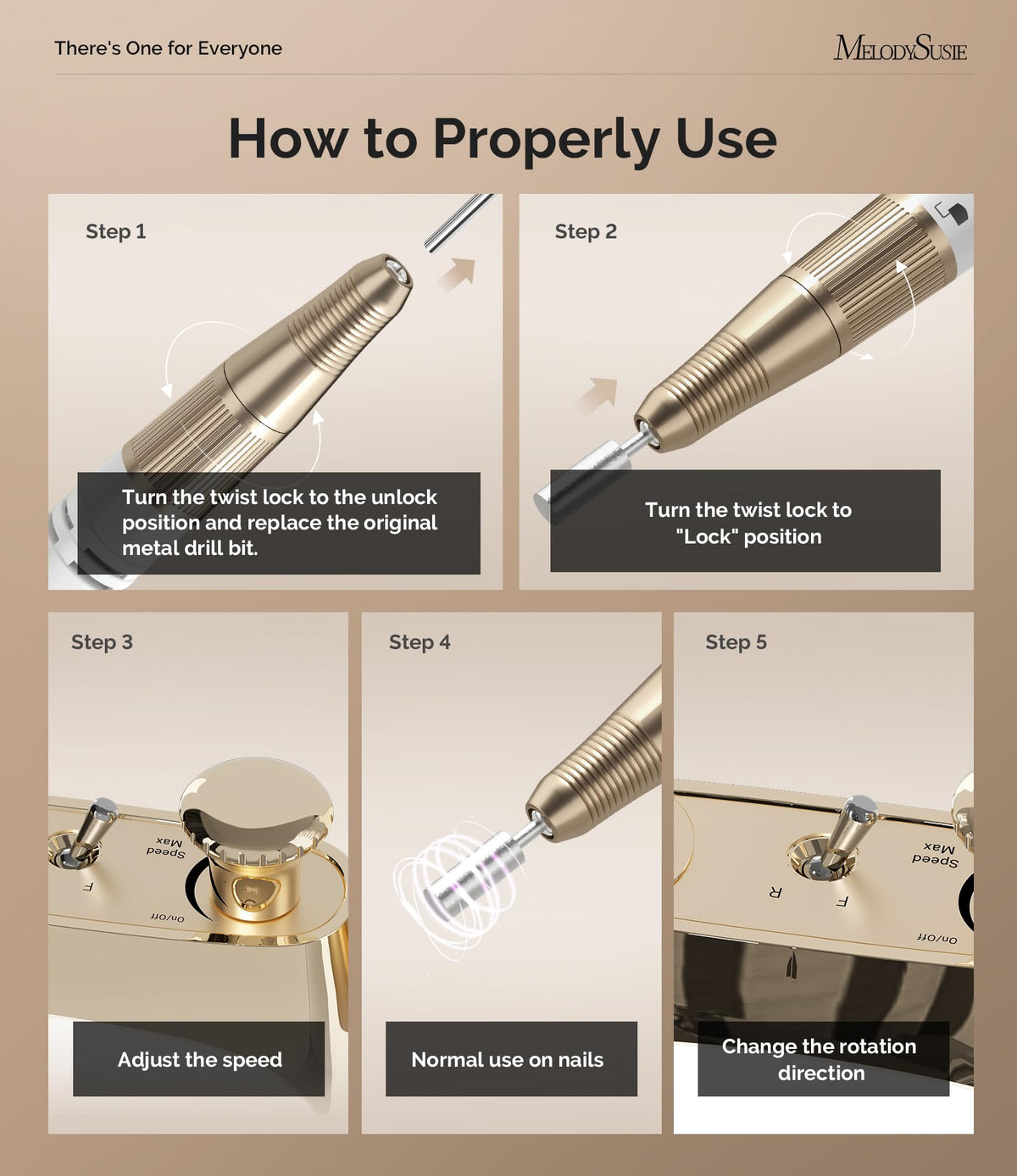 Vintage-style MelodySusie clip-on design adds retro flair to home manicures