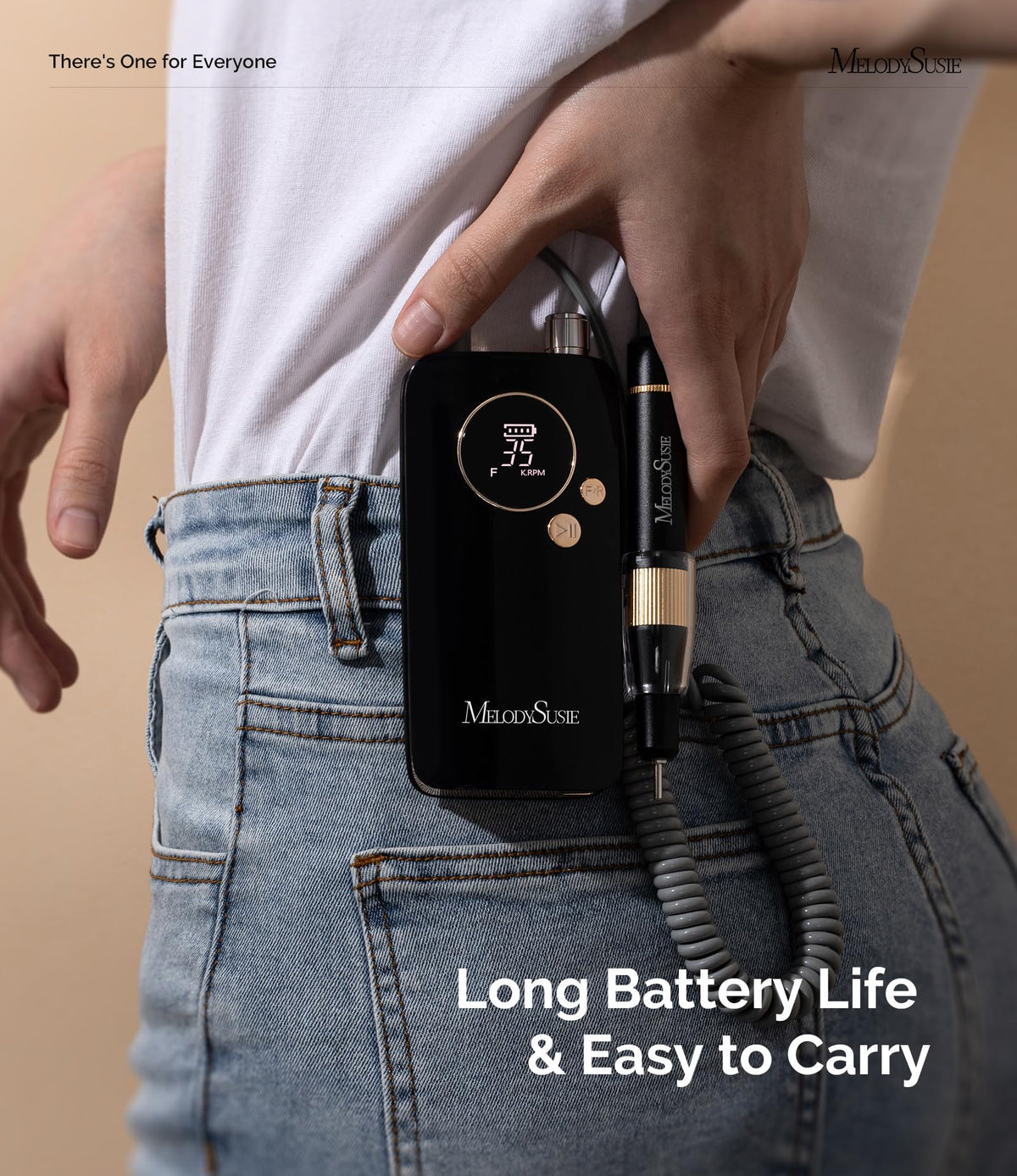 MelodySusie SM200F clip-on nail drill in black supports smooth filing with long battery life.
