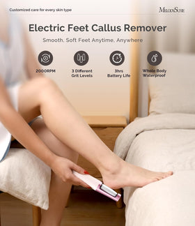 MelodySusie three-grit roller heads offer customizable exfoliation for feet.