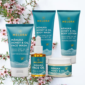 Travel-size Melora Manuka Honey Body Wash pack ready for on-the-go.