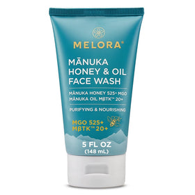 Melora Manuka Honey Face Wash bottle showing hydration for daily cleansing