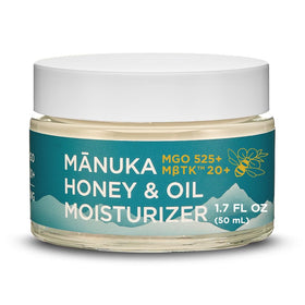 Melora Manuka Honey Moisturizing Face Cream jar showing rich texture for dry skin.