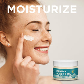 Melora moisturizer being applied during a morning skincare routine.