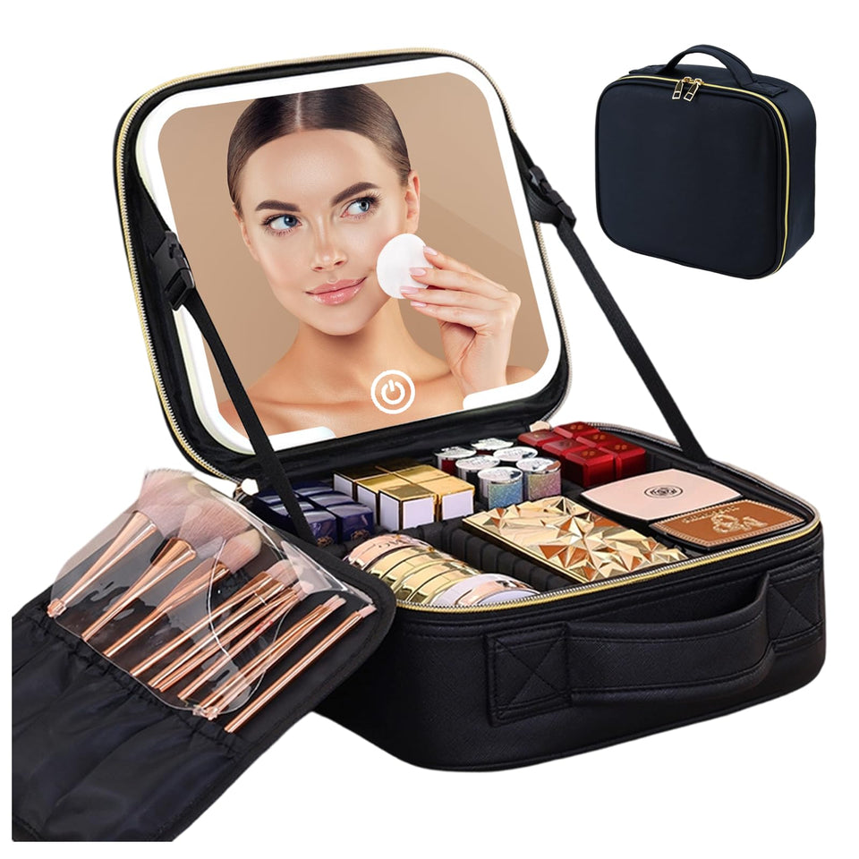 MELSYLODY makeup bag with LED mirror for on-the-go touchups and visibility