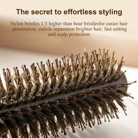 Melune natural boar nylon bristle blend supports gentle detangling and shine.