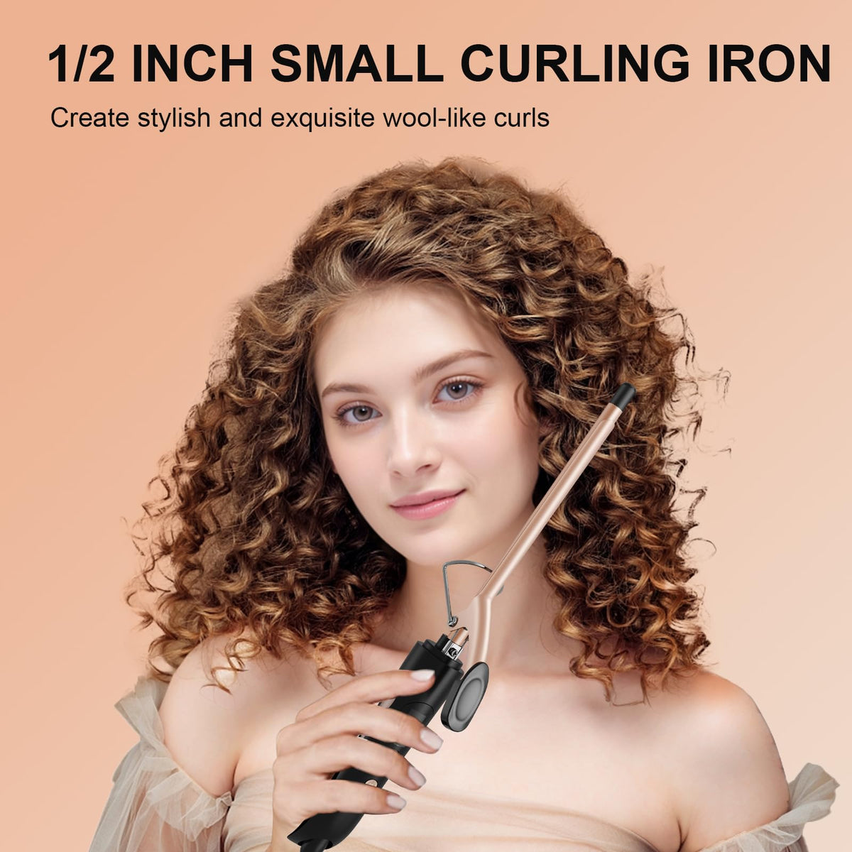 MELYDO half-inch curler in hand styling bangs for precise pixie-cut results