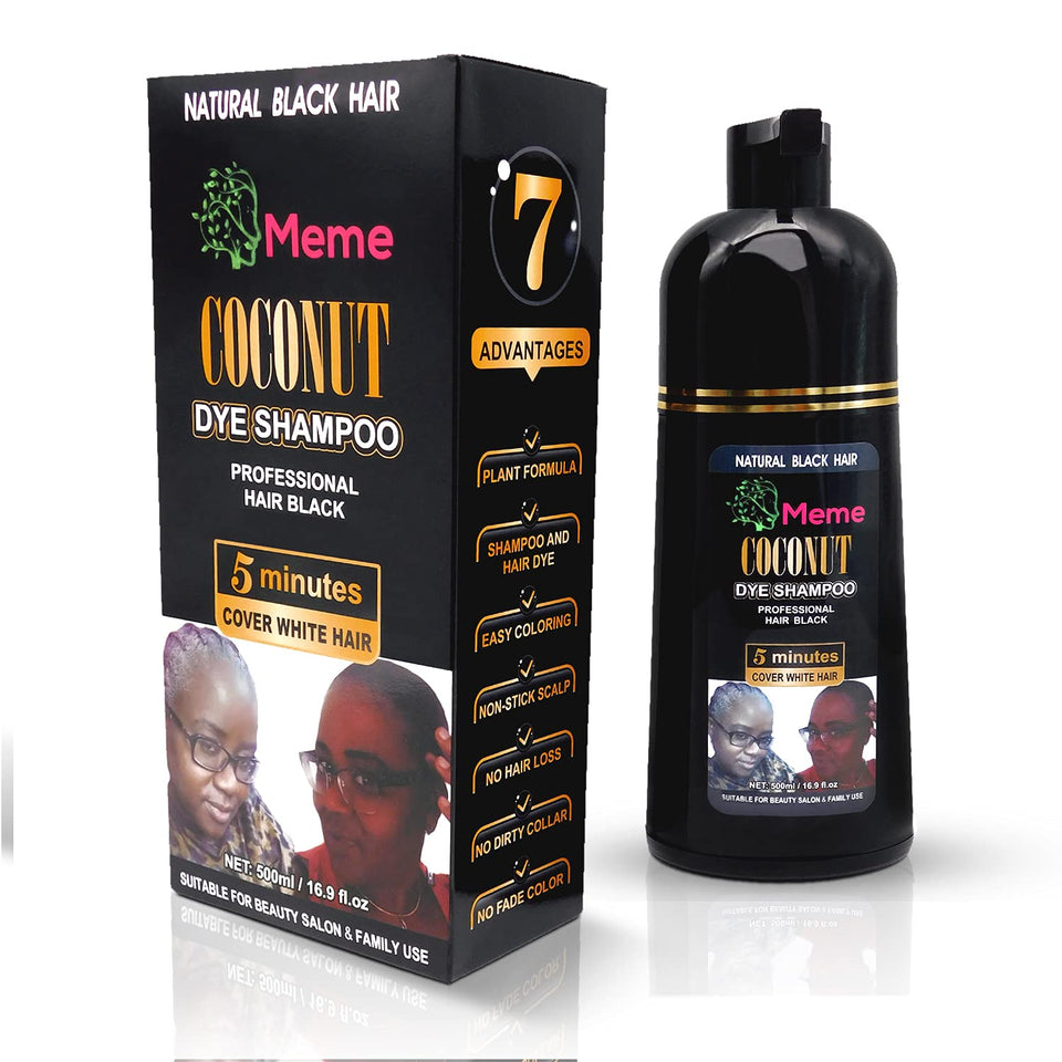 Meme Coconut Oil Infused Shampoo bottle highlights gentle, plant-based color care for color-treated hair.