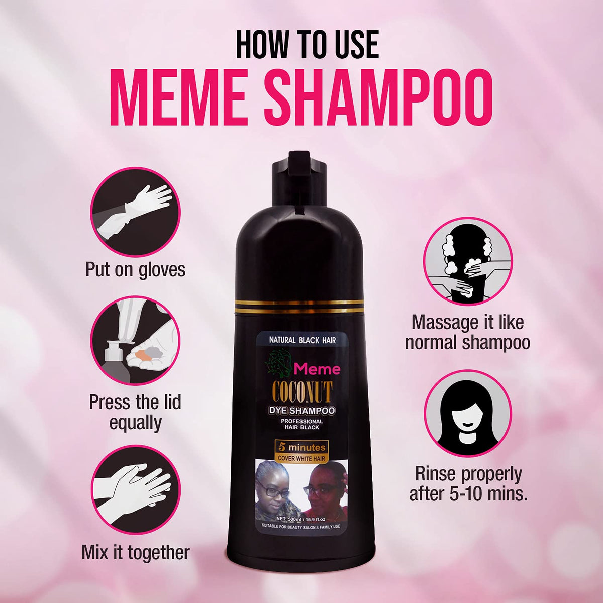 Meme Coconut Oil Shampoo foam demonstrates easy, non-sticky color application.