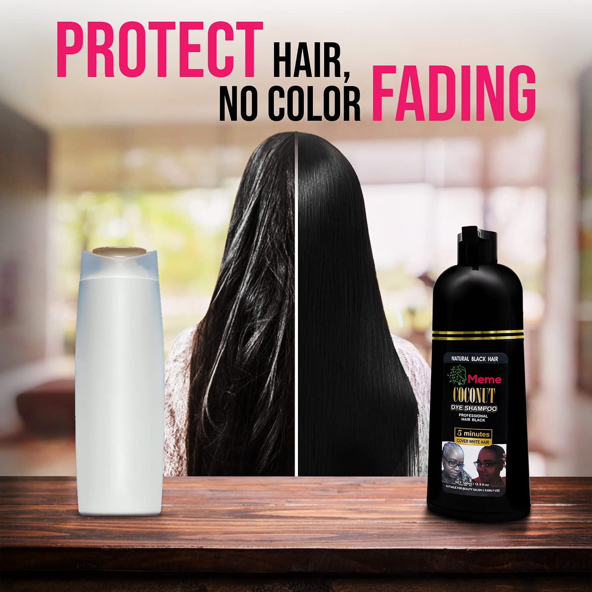Meme natural herbal formula ingredients label highlights plant oils for hair health.