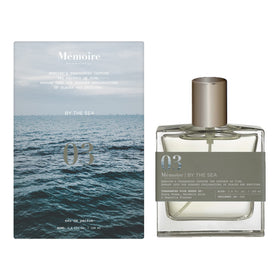 Memoire Archives By The Sea EDP bottle on a sunlit surface evokes fresh coastal confidence