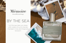 Memoire Archives By The Sea EDP with waves and sand backdrop perfect for weekend escapes