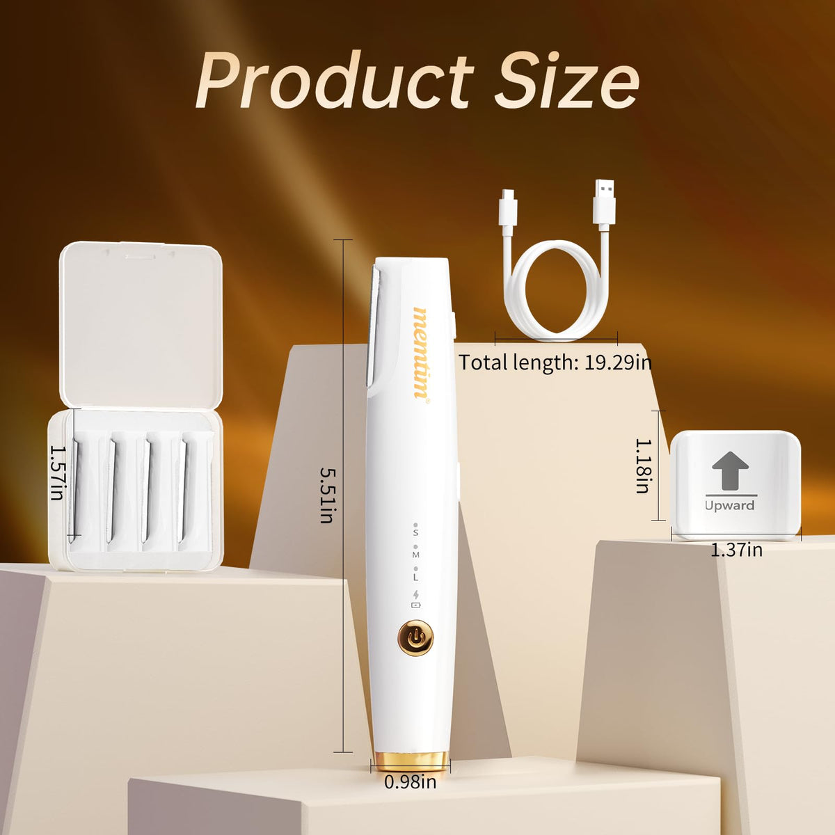 MEMTIM Dermaplane LED light activation highlights peach fuzz for precise grooming