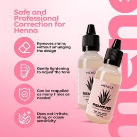 MENELA Eyebrow Henna Remover with cotton-pad application enables precise cleanup.