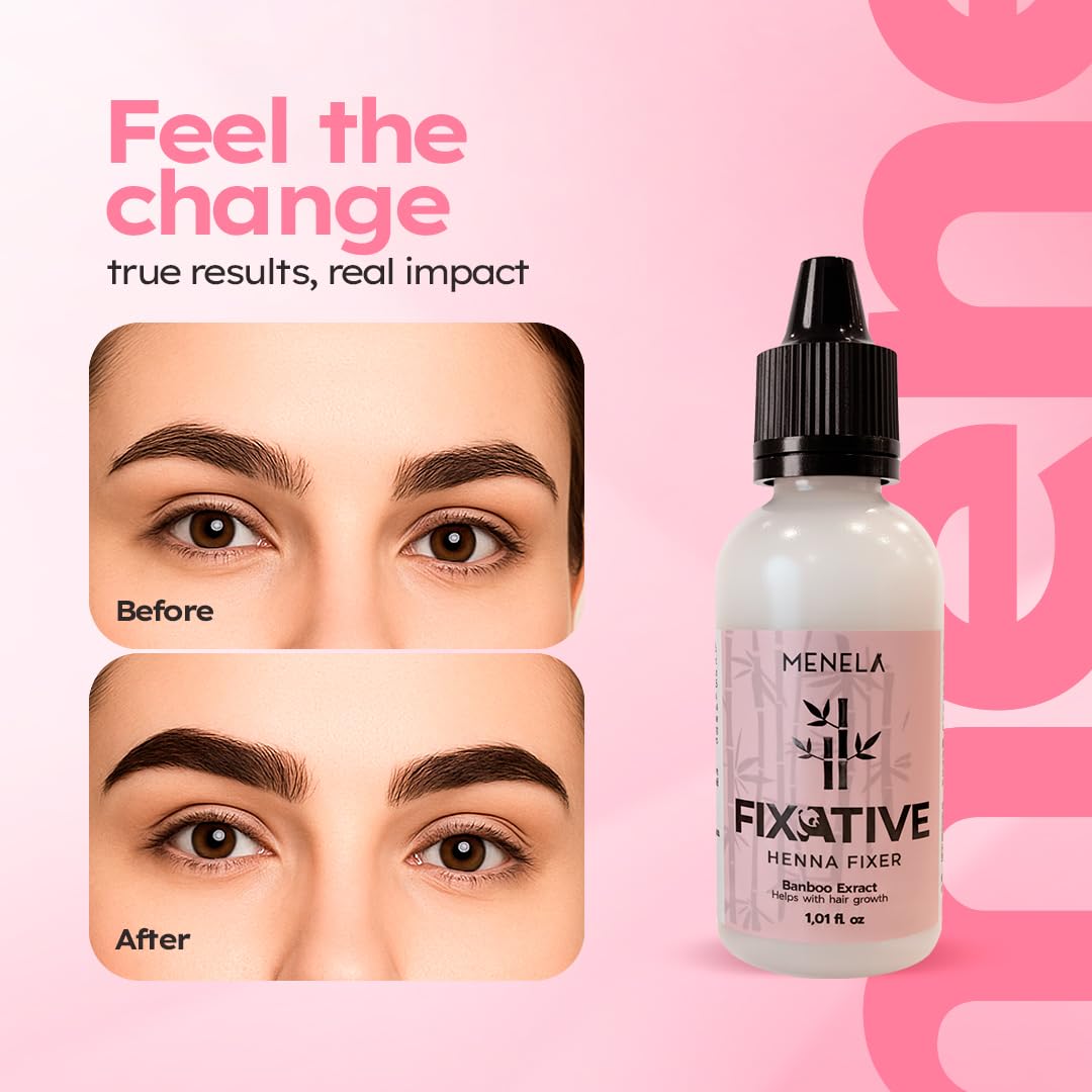 Menela professional brow finish preview with bamboo extract assistance