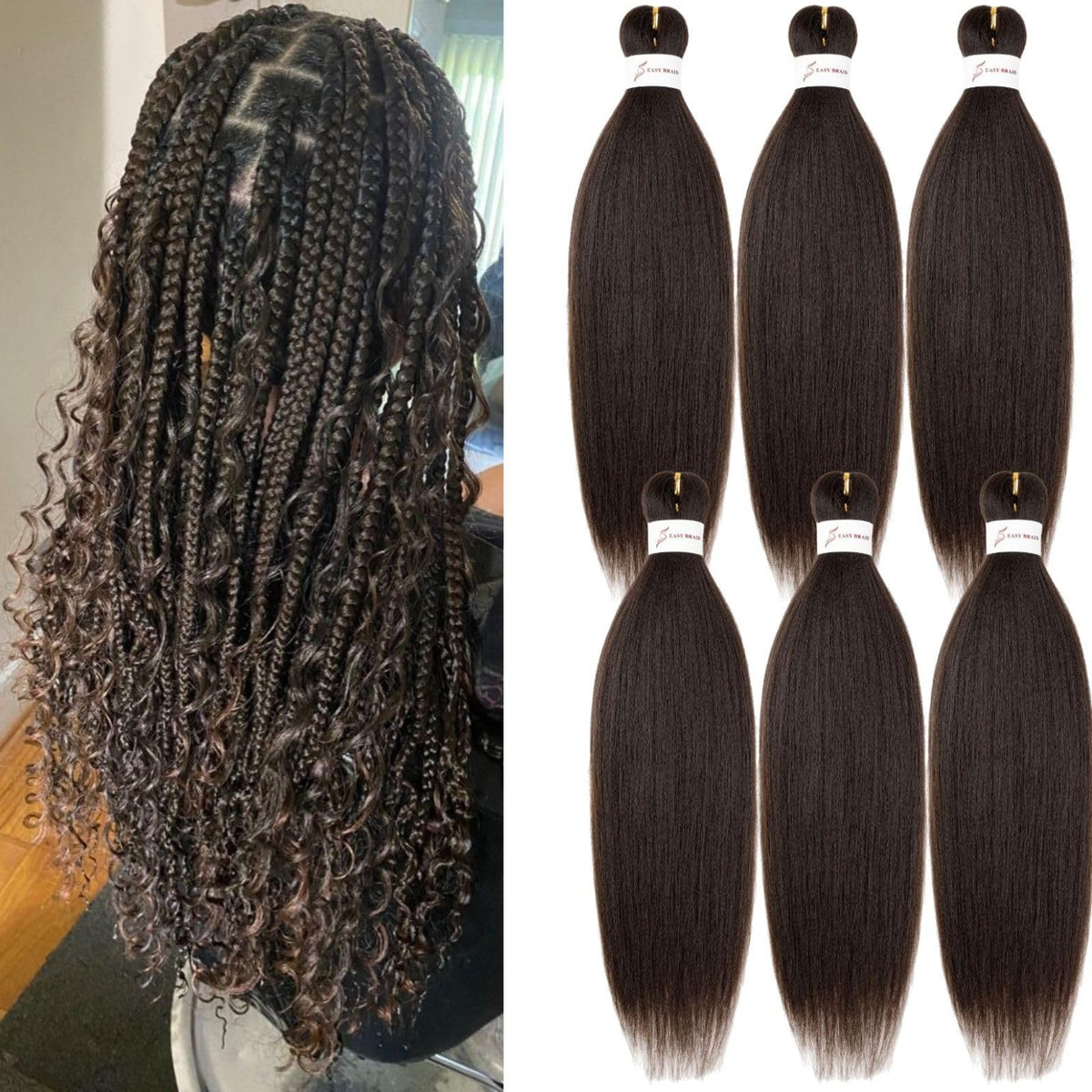 Menethe Hair braiding hair 24-inch dark brown pack close-up for natural blending