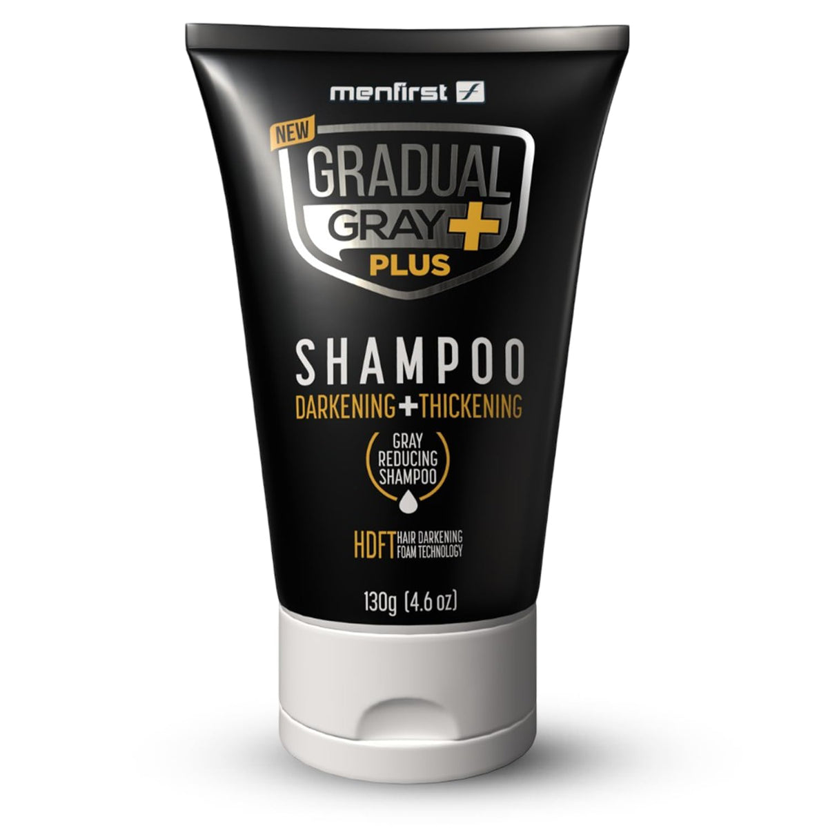 MENFIRST Gradual Gray Plus bottle shows pigment-rich formula for gradual gray coverage.