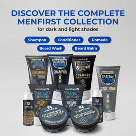 Dispensed pump image emphasizes easy use with MENFIRST Gradual Gray Plus.