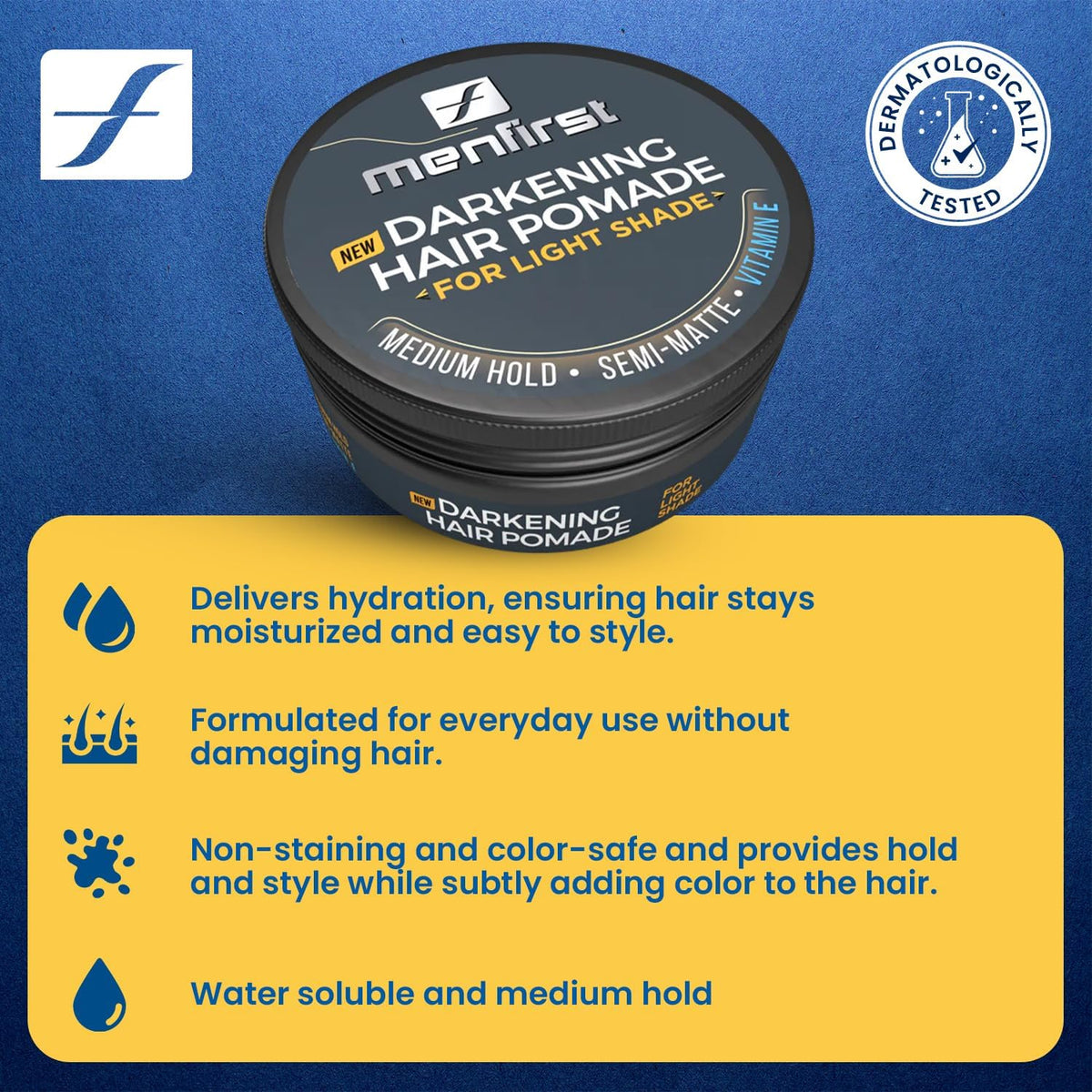 MENFIRST gray-blending pomade on beard creates a seamless, natural look.
