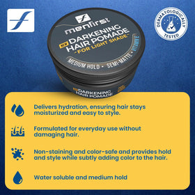 MENFIRST gray-blending pomade on beard creates a seamless, natural look.