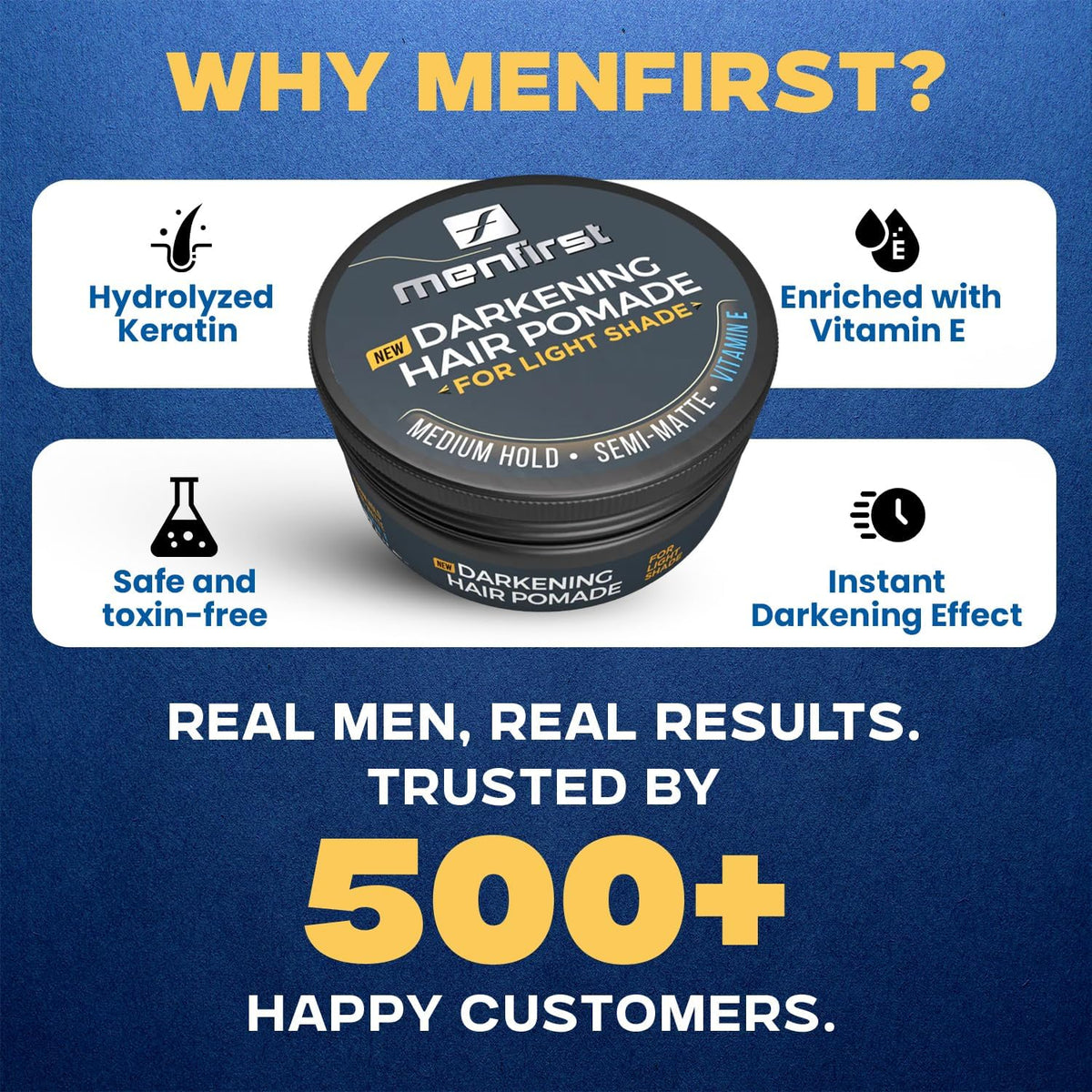 MENFIRST water-based pomade washes out easily with shampoo.