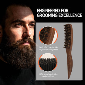 Mengate dense stiff bristles distribute natural oils for healthier beard and hair.