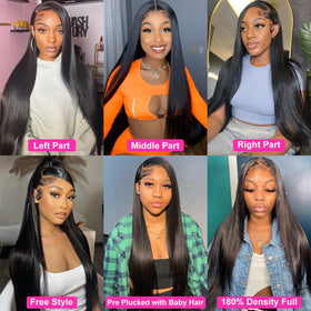 Mengkai 180 density straight wig provides full-bodied volume for glamorous styles.