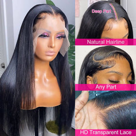 Mengkai HD transparent lace front 30-inch wig offers near-invisible blend.