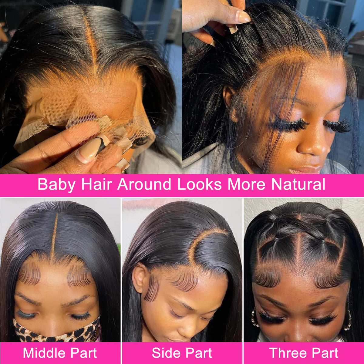 Mengkai natural hairline with baby hair creates a realistic look.