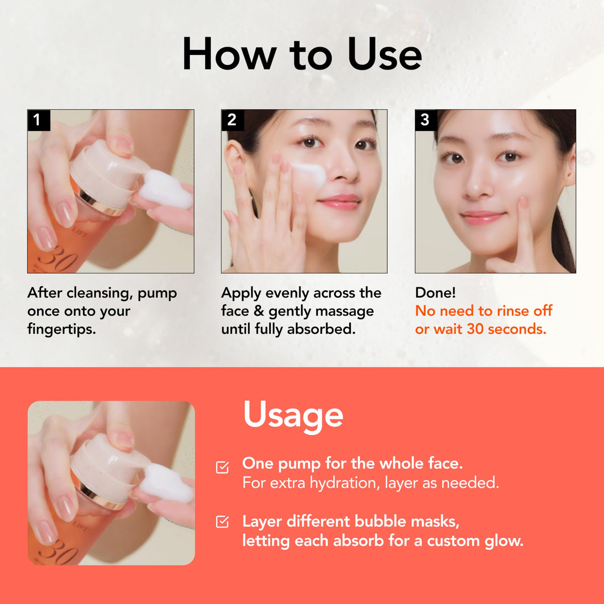 MENOKIN mid-application on cheek with foamy bubbles